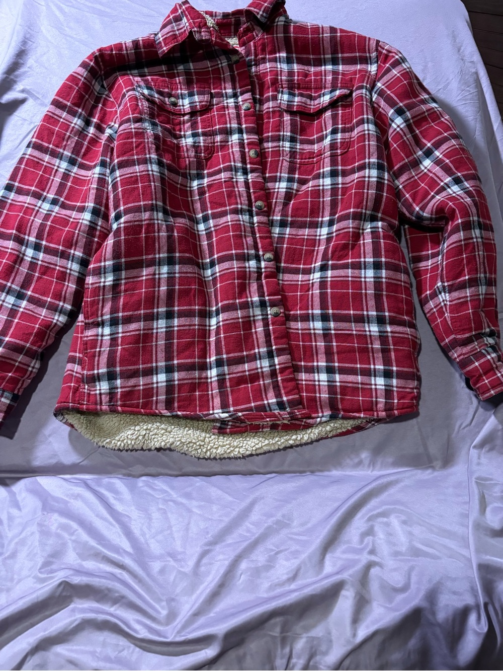 Wrangler Red Plaid Sherpa-Lined Teddy Jacket